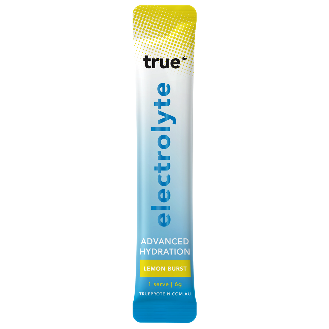 True Protein electrolyte sachet, Lemon Burst flavour, 6 g single-serve advanced hydration powder — Australia product image